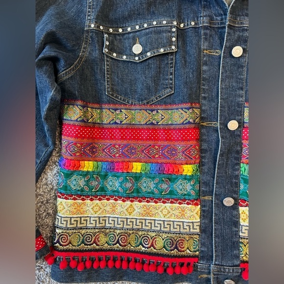 Telluride Clothing mix media wearable Art denim jacket - Picture 11 of 15
